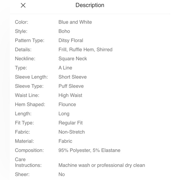 🌻NWOT SHEIN VCAY Square Neck Shirred Ditsy Floral Dress - Picture 6 of 6